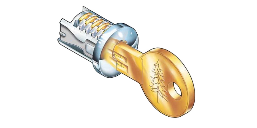 Lock Plug, D300KY Key Blank, US14 Bright Nickel-Plated, Keying: Keyed Alike