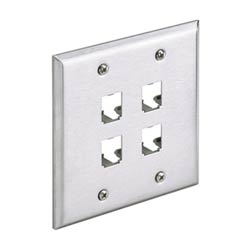 Mini-Com Stainless Steel Faceplate 4 Port
