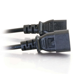 Computer Power Extension Cord, 250 Volt, 13 Ampere, C14 IEC to C13 IEC Connector, 3-Conductor 16 AWG SJT, 8’ Length, Black