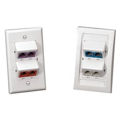 Faceplate, 4 Port, Classic, Sloped, Off White, RoHS Compliant