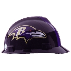 NFL Hard Hat Protective Cap, Baltimore Ravens, V-Guard, 1-Touch, Polyethylene Shell Material, ANSI/ISEA Z89.1-2014 (Class E), CSA Z94.1-2005 (Class E)