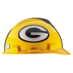 NFL Hard Hat Protective Cap, Green Bay Packers, V-Guard, 1-Touch, Polyethylene Shell Material, ANSI/ISEA Z89.1-2014 (Class E), CSA Z94.1-2005 (Class E)