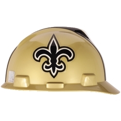 NFL Hard Hat Protective Cap, New Orleans Saints, V-Guard, 1-Touch, Polyethylene Shell Material, ANSI/ISEA Z89.1-2014 (Class E), CSA Z94.1-2005 (Class E)