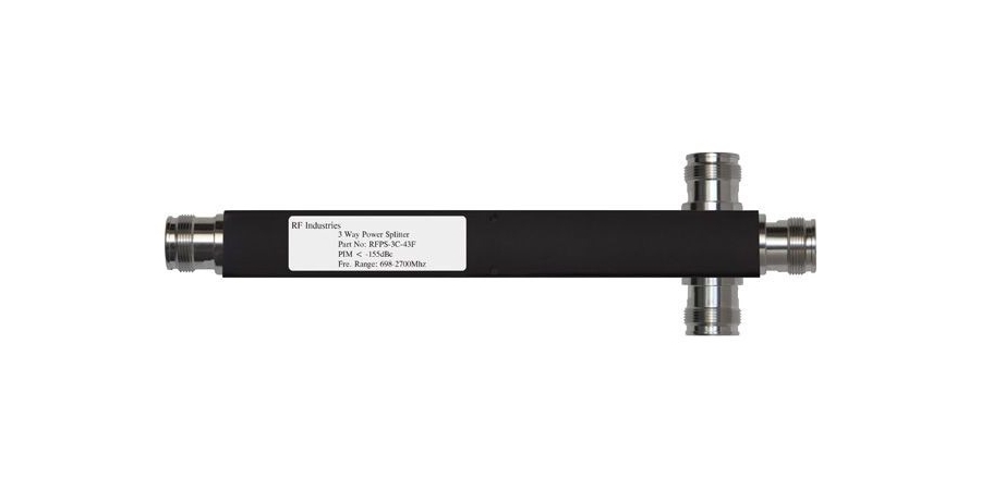 PWRSPLT 3WAY 4.8 DB .698-2.7 GHZ 4.3-10 FEM 155 DBC OR LESS IP67 BLK