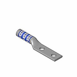 Copper Two-Hole Lug, Long Barrel, Blind End, Max 35KV, 1000 kcmil Wire, 1/2 in Bolt Size, 1 in Hole Spacing, Tin Plated, Die Code 125, N/A