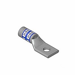 Copper One-Hole Lug, Standard Barrel, Peep Hole, Max 35kV, #6 AWG Wire, 1/4 in Bolt Size, Silver Plated, Die Code 24, Blue