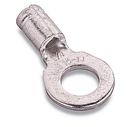 Non-Insulated Heavy Duty Ring Terminal, Length 1.04in, Width 0.54in, Bolt Hole 5/16in, Wire Range #16-#14 AWG Heavy Duty, Copper, Tin Plated, 500 Pack
