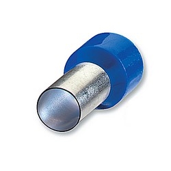Polypropylene-Insulated Ferrule, Total Length 1.417 in/36mm, Pin Length 0.787 in/20mm, Pin Diameter 0.413 in/10.5mm, Base Diameter 0.591 in/15.0mm, Wire Range 1/0 AWG/50.00mm2, Blue, Copper, Tin Plated
