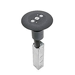 Poke-Through Furniture Feed Base Unit, 3 Inch Drill Size, 16 Inch Length, 1/2 Inch and 3/4 Inch Knockouts, Galvanized Steel, with Brass Cover with 7 Inch Diameter