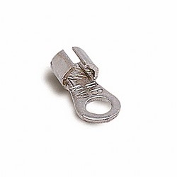 Non-Insulated High-Temperature Ring Terminal, Length 0.66in, Width 0.31in, Bolt Hole #8, Wire Range #16-#14 AWG, 1200 Degree Fahrenheit Max, Nickel Alloy, Plain Finish