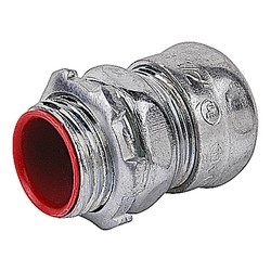 Compression Connector, Insulated and Concrete Tight, Conduit Size 3-1/2 Inches, Material Zinc Plated Steel, For use with EMT Conduit