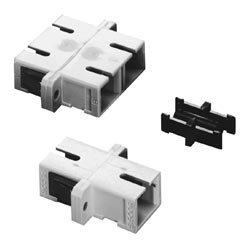 Fiber Optic Adapter, LC Duplex, Reduced-Flange Mount, Ceramic Sleeve, 50 µm multimode (OM4+/OM4/OM3), aqua