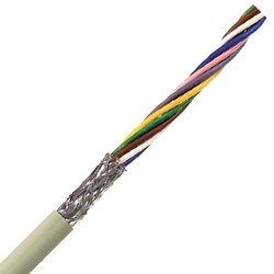 Flexible Signal & Control Cable, Stationary, 18 AWG (32/32) 1.00 mm2, 2 conductor, Gray Halogen free Jacket, Unshielded, Tinned Copper Braid0.256&quot; Outer Diameter, 6 Bend radius