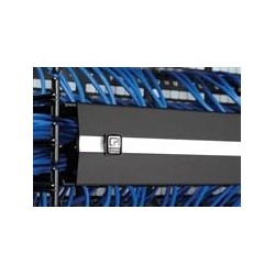 Cable Manager, Horizontal, 19&quot; Width x 8.2&quot; Depth x 1.75&quot; Height, Aluminum, Glacier White, With Contoured Front Door, Plastic T-Shaped Cable Guide, For Patch Panel