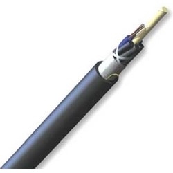 Loose Tube Cable, Gel Free Outdoor, Dielectric, OS2, Single-Mode, 12-Fiber, 0.41&quot; Cable Diameter, 1000&#8217; Length, Black PE Jacket