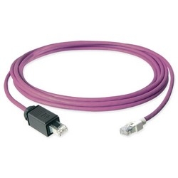 Patch Cord, LSZH/FRNC, RJ45 to IP67 Connector, S/FTP Cable, 50 Meter Length, Purple Jacket