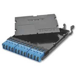 Adapter Panel, OS2, 12-Fiber, LC Duplex Connector, 100 MM Width x 124 MM Depth x 12 MM Height, Black Composite Housing
