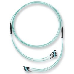 Trunk Cable, OM3, Multimode, LSZH, 48-Fiber, MTP Connector, 600 N Tensile Strength, 23 Meter Cable Length, 800 MM Leg Length, Composite Housing, Turquoise, Single Grip