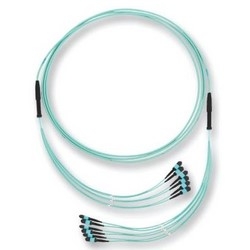 Trunk Cable, OM3, Multimode, LSZH, 72-Fiber, MTP Connector, 600 N Tensile Strength, 25 Meter Cable Length, 800 MM Leg Length, Composite Housing, Turquoise, Single Grip