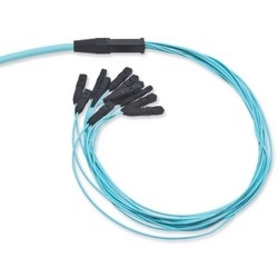 Trunk Cable, OM4, Multimode, LSZH, 144-Fiber, MTP Connector, 450 N Tensile Strength, 23 Meter Cable Length, 800 MM Leg Length, Composite Housing, Turquoise, Single Grip