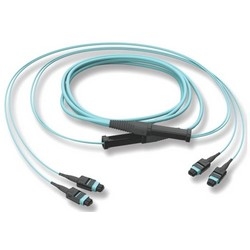 Trunk Cable, OM4, Multimode, LSZH, 16-Fiber, MTP Connector, 440 N Tensile Strength, 15 Meter Cable Length, Composite Housing, Turquoise, Single Grip