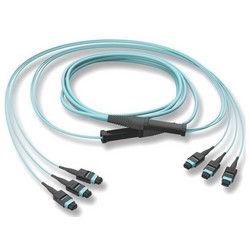 Trunk Cable, OM4, Multimode, LSZH, 24-Fiber, MTP Connector, 440 N Tensile Strength, 15 Meter Cable Length, Composite Housing, Turquoise, Single Grip