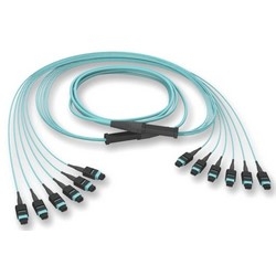 Trunk Cable, OM4, Multimode, LSZH, 48-Fiber, MTP Connector, 440 N Tensile Strength, 41 Meter Cable Length, Composite Housing, Turquoise, Single Grip