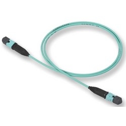 Jumper Cable Assembly, OM3, Pinned MTP Connector, 12-Fiber, LSZH, Universal Patch Cord, Cross-Connect, No Pulling Grip, 1 Meter Length, Black Housing