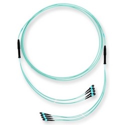 Trunk Cable, OM4, Multimode, LSZH, 48-Fiber, MTP Connector, 450 N Tensile Strength, 22 Meter Cable Length, 500 MM Leg Length, Composite Housing, Turquoise