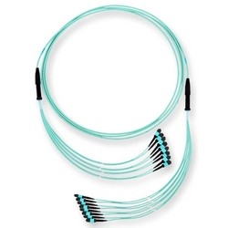 Trunk Cable, OM3, Multimode, LSZH, 96-Fiber, MTP Connector, 450 N Tensile Strength, 15 Meter Cable Length, 800 MM Leg Length, Composite Housing, Turquoise