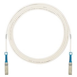 Cable Assembly, Passive, High Speed, Twinaxial, SFP+ 10 GBPS to SFP+ 10 GBPS Connector, 30 AWG, 0.16&quot; Nominal Diameter, 4.92&#8217; Length, PVC Jacket, White, No Label