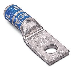 Type ATL Aluminum One-Hole Lug, Max 35kV, Wire Size 8 Str, 1/4 in Bolt Hole, Tin Plated, Blue