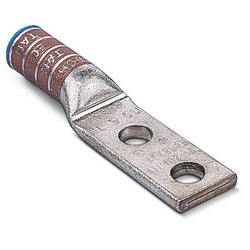Type Aluminum Two-Hole Lug, Max 35kV, Wire Size 250 kcmil, 1/2 in Bolt Hole, Tin Plated, Red