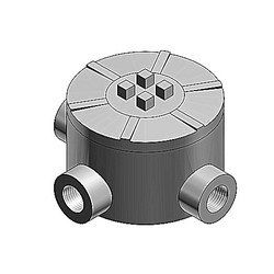 2 Inch Hazardous Location External Hub With Installed Green Ground Screw, Die Cast Aluminum, T Style, 18.8 Cubic Inch Surface Cover Included