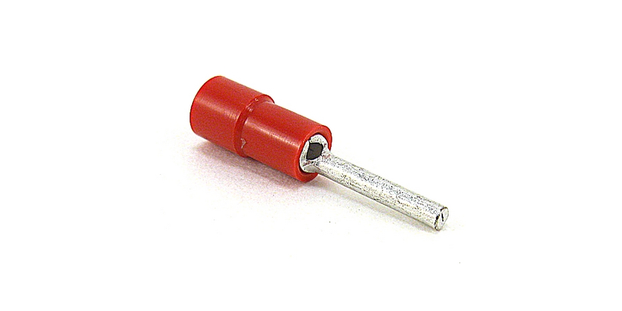 Pin Terminal, Electro Tin-Plated, Vinyl Insulated, Red, Copper, 0.472 ...