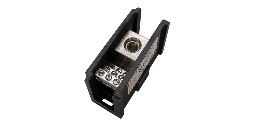 Power Distribution Block, Single Primary, Black, Copper/Aluminum, 350 ...