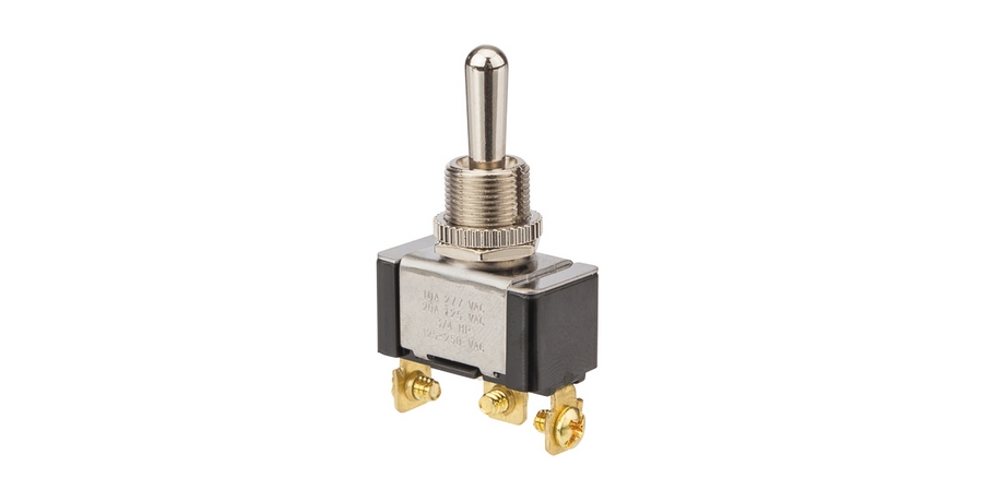 Toggle Switch, 10 to 20 A, Circuit Operation: ON-OFF-ON, Brass/Nickel ...