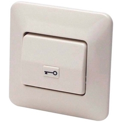 Access Control Request-to-Exit Button, 12V, 1 Ampere, 55 MM Diameter, White, Flush Mount, With Key Icon