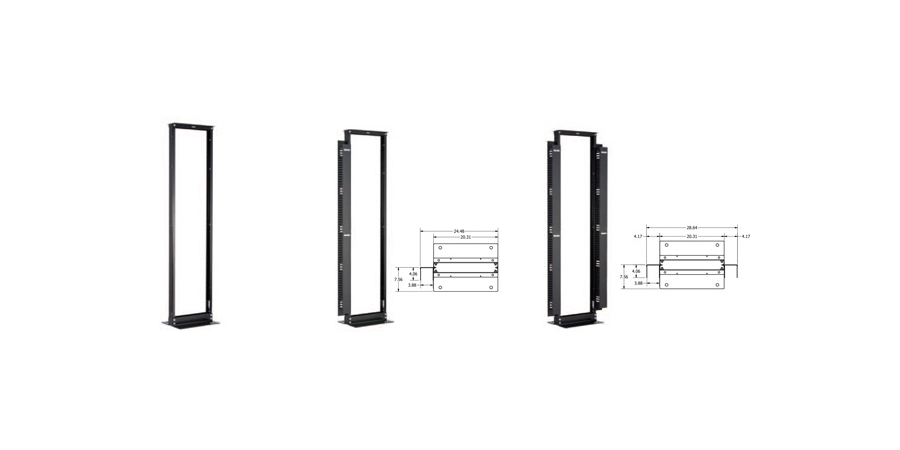 Distribution Rack,Black,84 in. Ht,Powder Coated Steel,19 in. Wd Mount,2 ...