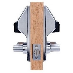 Door Lock, Digital, Standard Key Override, Non-Handed, Double-Sided, 100 User Code, 1-5/8 to 1-7/8&quot; Door Thickness, Satin Chrome Plated, With Straight Lever Trim, Cylinder