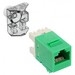 Modular Jack, 8-Position, RJ45, Cat 6, T568A/B Wiring, Unshielded, 26 to 22 AWG, Polycarbonate Housing, Green, With Strain Relief