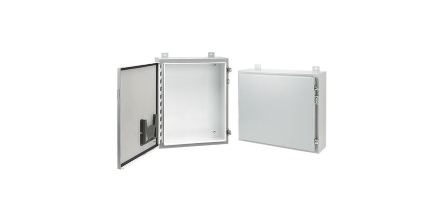 Wall-Mount Electrical Enclosure, 14 ga. Body, Gray Exterior, White ...