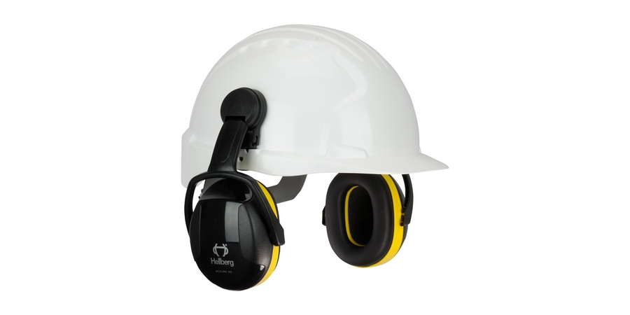 Ear Muff, 24 dB, ABS Thermoplastic Ear Cups, Yellow/Black, Hard Hat, 9.6 oz