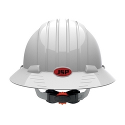 JSP Evo6161 Full Brim, White, 6-Pt Textile Suspension, Wheel Ratcht, Class E