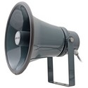 Horn Speaker, Weather-Resistant, 30 Watt (Max)/15 Watt (RMS), 450 Hertz to 15 Kilohertz, 105 dB Sensitivity, 8 Ohm Impedance, 8.5" Diameter x 9" Depth, Aluminum, Gray