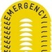 Schneider Electric Harmony XB4, Legend, plastic, yellow, Dia.90, for emergency stop, marked EMERGENCY STOP with logo ISO13851