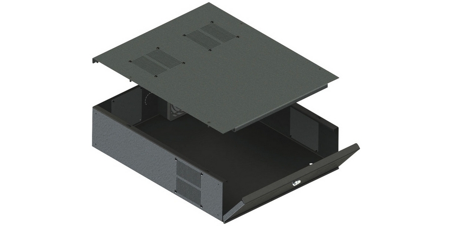 DVR Lockbox,Black,21.2 in. Dp,Hinged Door,5.3 in. Ht,Powder Coated ...