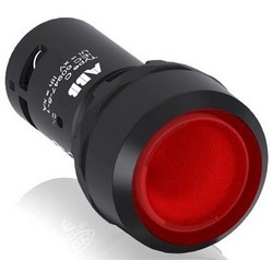 Illuminated Pushbutton, Flush Actuator, 1NO, IP20, 110 to 130 Volt AC, 1.5 Ampere, 50/60 Hertz, Black Plastic Bezel, Red
