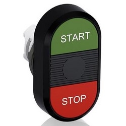 Non-Illuminated Pushbutton, Flush Actuator, START/STOP Text, Black Indicator, Red Lower Button, Green Upper Button