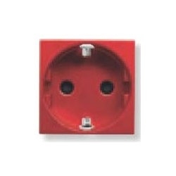 Socket Outlet, Screwless Terminal, 3-Pole, 250 Volt AC, 16 Ampere, 0.081 M Width x 0.294 M Depth x 0.047 M Height, Red